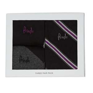 PRINGLE Mens Gift Box Set 3 Pairs Socks Black 7 11  