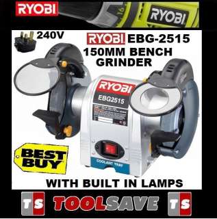RYOBI EBG 2515 PROFESSIONAL 150MM BENCH GRINDER WITH BUILT IN LAMPS 