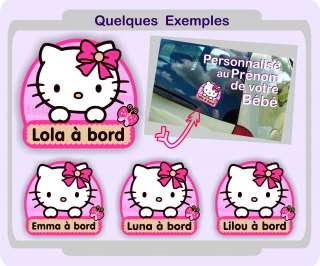   Sticker Bébé à Bord Personnalisé Hello Kitty