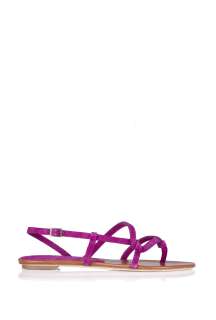 Philosophy di Alberta Ferretti  Purple Suede Flat Toe Post Sandal by 