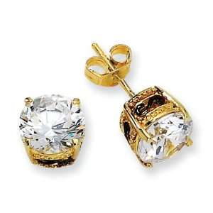 Sterling Silver Gold Plated CZ Stud Earrings Arts, Crafts 