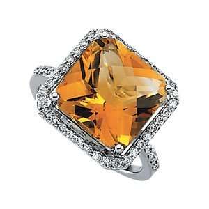    14K Yellow Gold Citrine and Diamond Ring Shula NY Jewelry