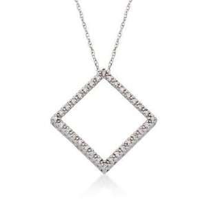  .10ct t.w. Square Diamond Pendant Necklace In Gold. 18 Jewelry