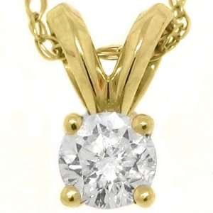    14k Yellow Gold Round Solitaire Diamond Pendant .28 Carats Jewelry