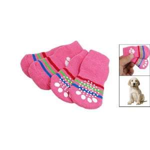   Knitted Pet Dog Puppy Pink Warm Socks w. Paw Pattern