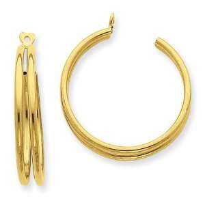  14k Gold Polished Double Hoop Earring Jackets Jewelry