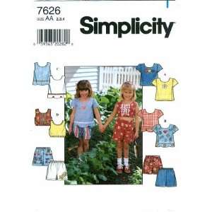  Simplicity 7626 Sewing Pattern Toddler Girls Top & Shorts 