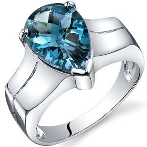  Brilliant 3.25 carats London Blue Topaz Solitaire Ring in 
