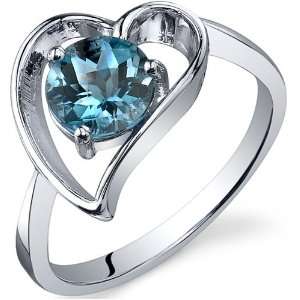 Heart Shape 1.00 carats London Blue Topaz Solitaire Ring in Sterling 