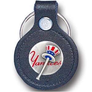 New York Yankees Small Leather/Pewter Key Ring   MLB Baseball Fan Shop 