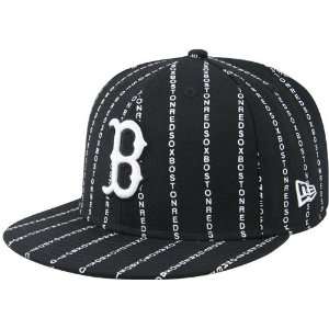 New Era Boston Red Sox Black Wordmark Pinstripe Hat  