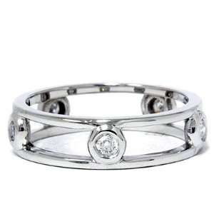  .30CT Bezel Diamond Eternity Ring 14K White Gold Jewelry