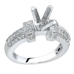   18K White Gold 0.75cttw Round and Princess Cut Diamond Ring Jewelry