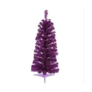  3 Pre Lit Wild Purple Artificial Pencil Tinsel Christmas Tree 