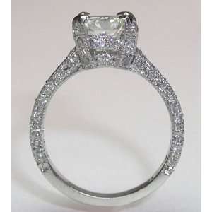  2.26 carats princess cut pave diamond ring white gold new 