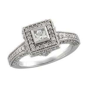   14K White Gold Diamond Bridal Engagement Ring SIZE 6
