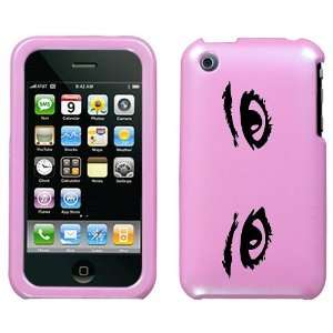  black mysterious lady eyes design on baby pink phone case 