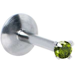  16 Gauge Steel Green Gem Labret Monroe Jewelry