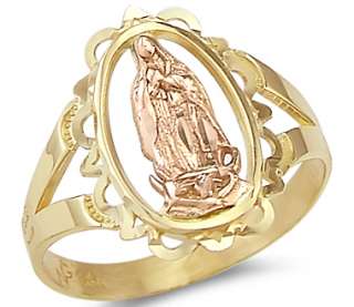 14k Yellow n Rose Two Tone Gold Virgin Mary Ring  