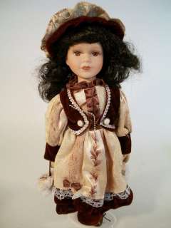 Victorian Porcelain Doll Collection 16 Tall Black Hair Brown 