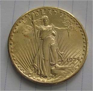 USA 20 GOLD DOLLARS COIN, SAINT  GAUDENS 1924 AU  