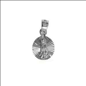  14k White Gold, Virgin Mary Guadalupe Religious Pendant 