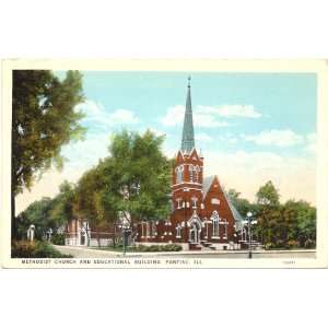 1930s Vintage Postcard   Methodist Church and Educational Building 