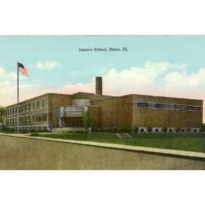 1940s Vintage Postcard Lincoln School Dixon Illinois