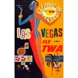  1960s Las Vegas, fly TWA Aviation Poster