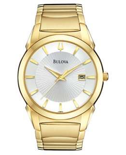 Bulova Watch, Mens Goldtone Stainless Steel Bracelet 97B108   Strap 