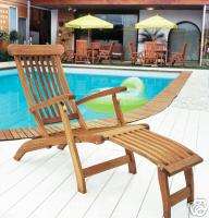 Eucalyptus Outdoor Folding Steamer Chair With Foot Rest  