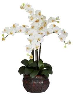 NEARLY NATURAL 31 Cream Phalaenopsis w/Decorative Vase Silk Flower 