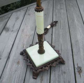 ANTIQUE VINTAGE ART DECO ONYX SLAG MARBLE FLOOR LAMP  