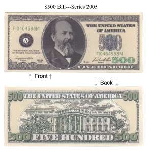 500 Five Hundred Dollars Bill Notes 2 for $1.25 money  