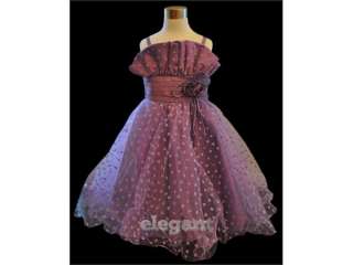 Purple Polka Pageant Wedding Flower Girls Dress Gown Size 10 Age 9 11 