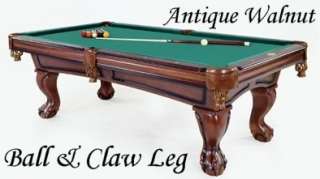 foot POOL TABLE with BALL & CLAW LEG in WALNUT by BERNER BILLIARDS 