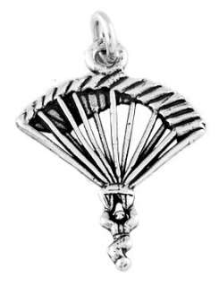SILVER PARACHUTE PARA SAILER CHARM WITH ONE SPLIT RING  