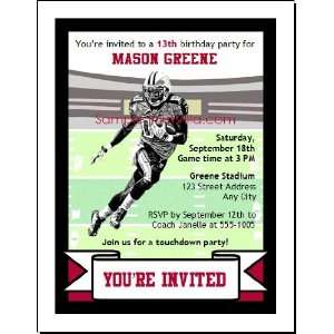   Falcons Colored Football Birthday Party Invitation 2 