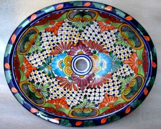 TALAVERA CERAMIC BATHROOM SINK HAND MADE & PAINTED COLORED STYLISH 