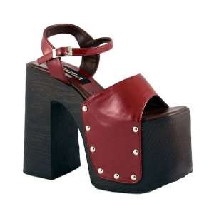    109 6 P/F Wine Crinkle Pat Sandal W/Ankle Strap 