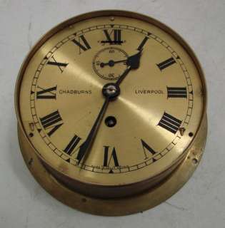 CHADBURNS Liverpool Nautical Bulkhead Key Wind Brass Clock  