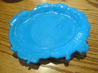 Vintage Antique Victorian Blue Milk Glass Dresser Tray or Plate  