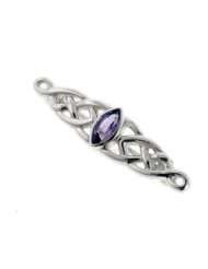   Silver Celtic Knot and Genuine Marquise Amethyst Brooch or Bar Pin