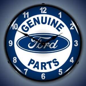 Blue Ford Parts Advertising Lighted Clock 