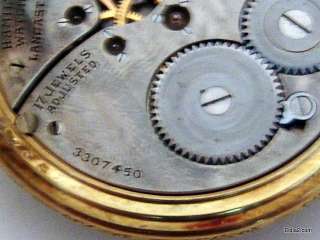 Antique Hamilton Pocket Watch 17 Jewel Serial # 3307450  