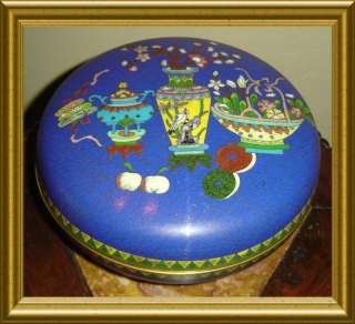 ANTIQUE CHINESE IMPERIAL CLOISONNE ENAMEL BOX AND COVER  