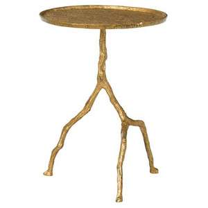 Distressed Gold Art Deco Tree Side Table  