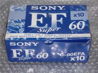 SONY EF 60 LOT OF 10 SEALED BLANK AUDIO CASSETTE TAPES  