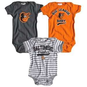 Baltimore Orioles 3 Pack Boys Big League Baby Creeper Set by Soft as a 