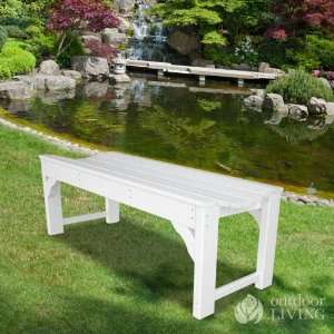   Wood Traditional 60 Inch Backless Bench   White Patio, Lawn & Garden